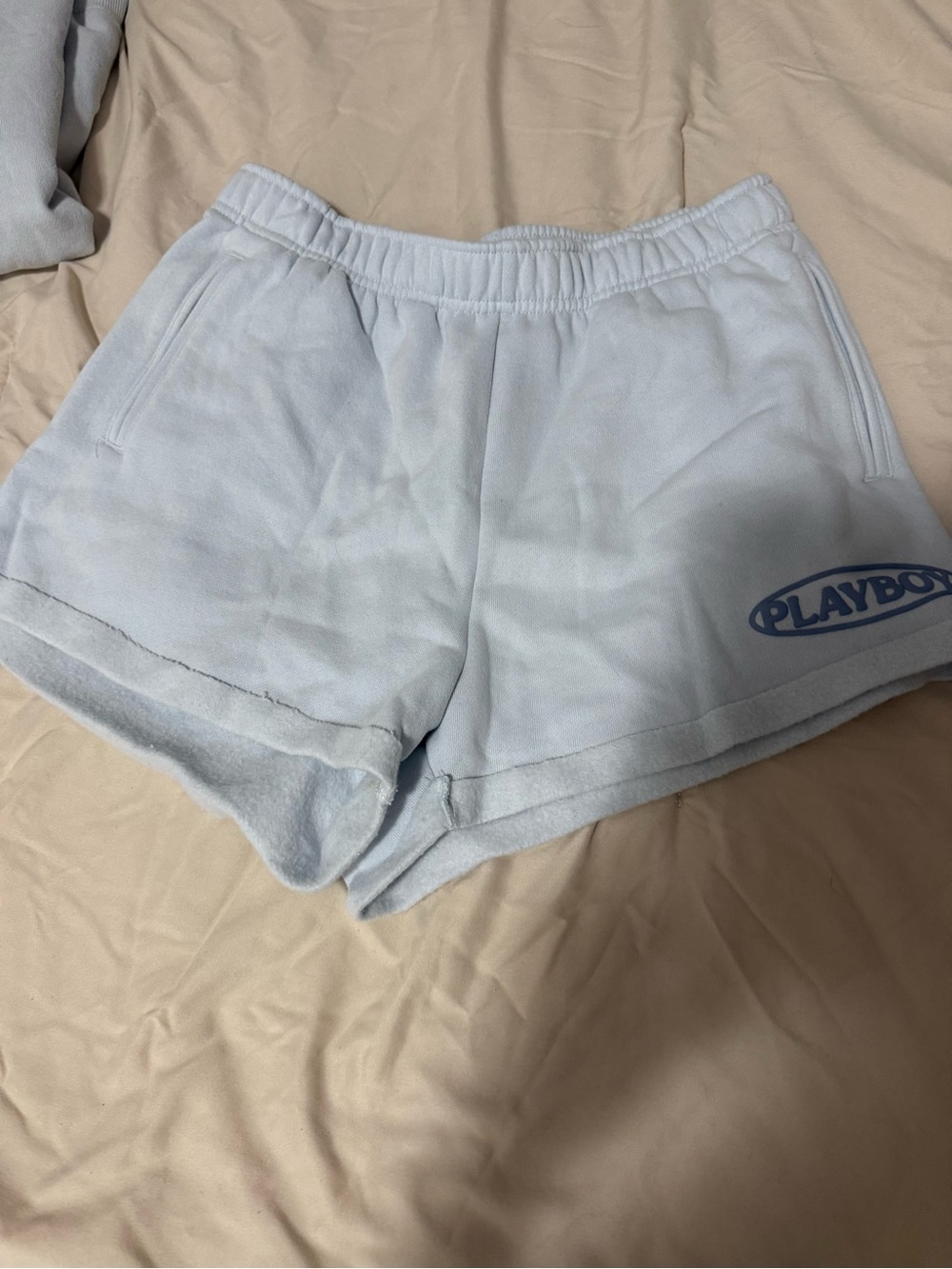 PLAYBOY Pastel Blue Fleece Athletic Lounge Shorts